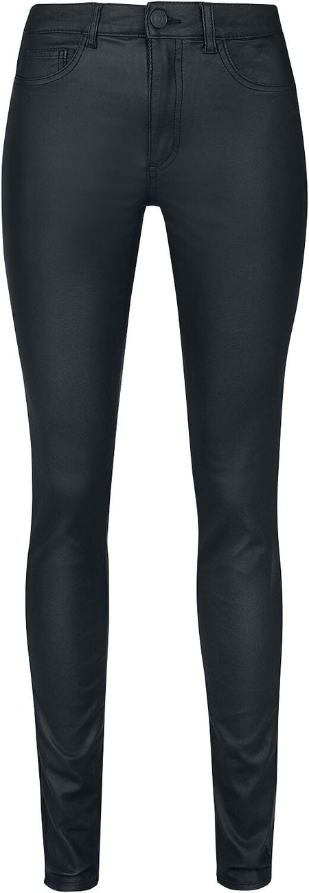 Pantalon imitation cuir  de Only - ONLROYAL HW SK ROCK COATED - W26L32 à W34L32 - pour Femme - noir - Only