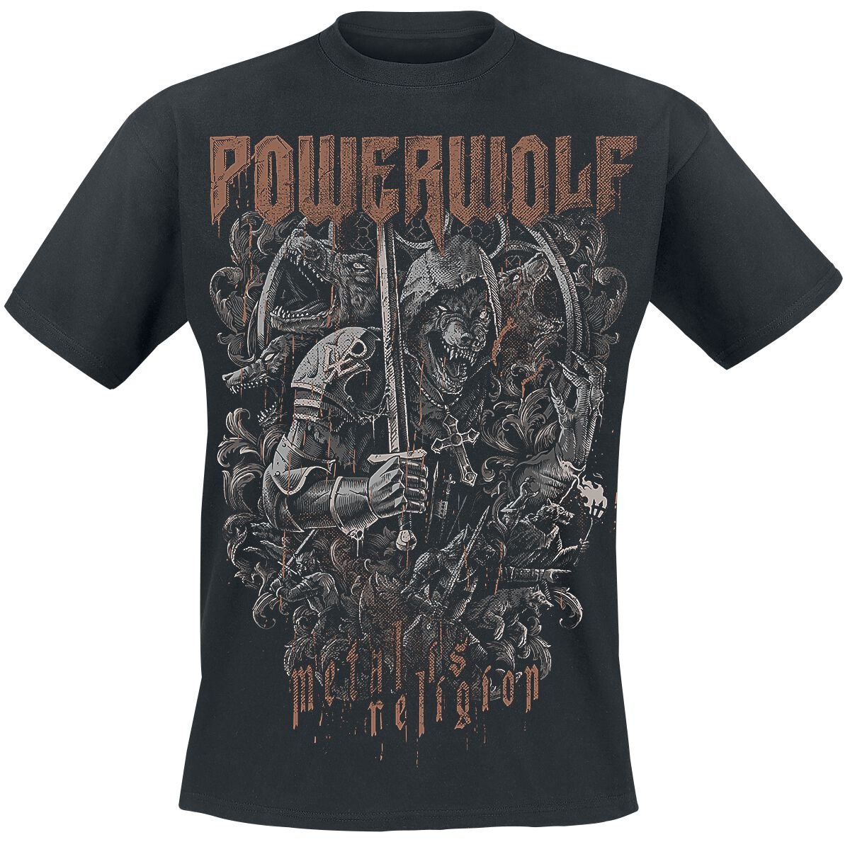 T-Shirt Manches courtes  de Powerwolf - Knights And Wolves - S à 5XL - pour Homme - noir - Powerwolf