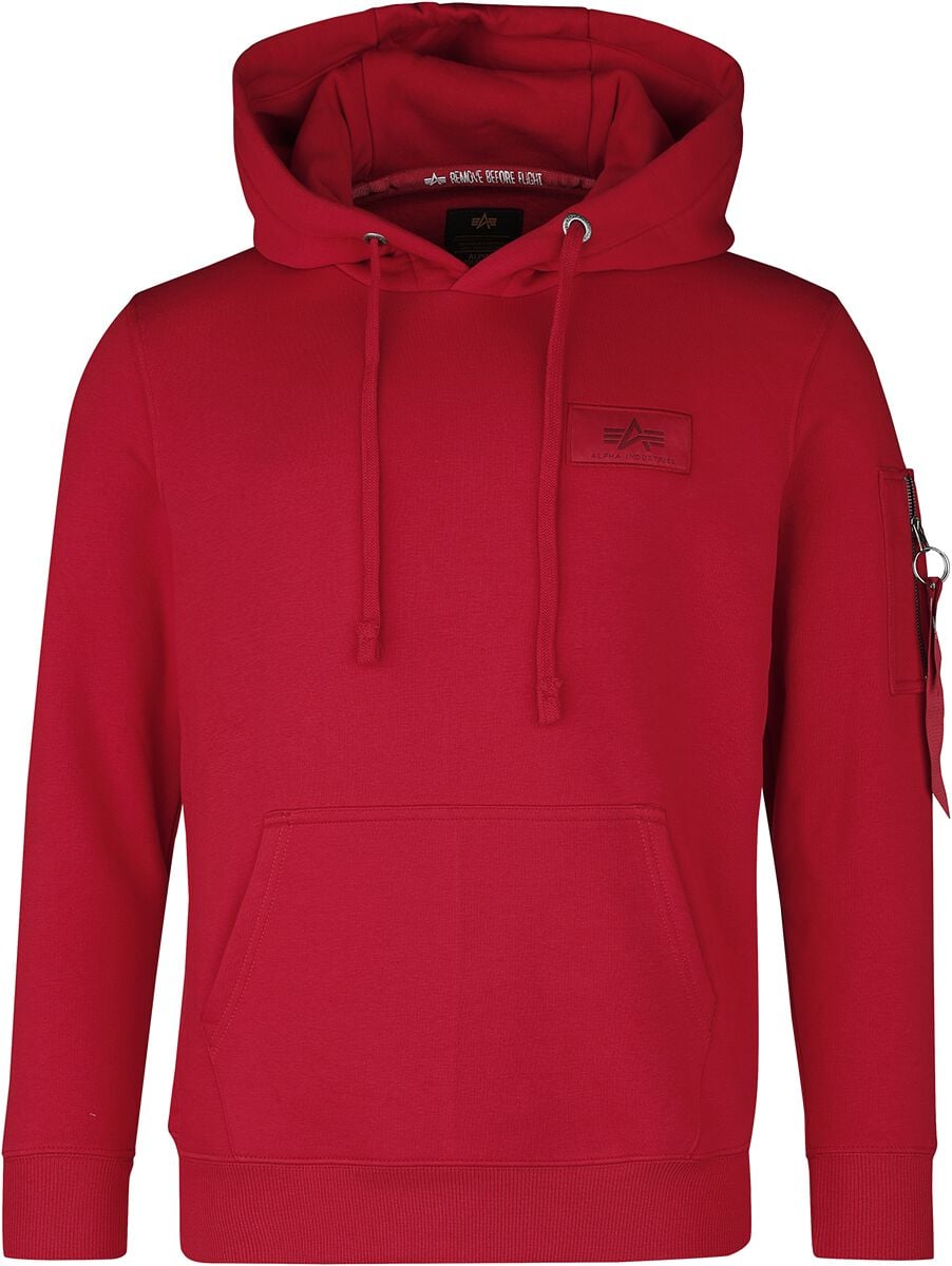 Sweat-shirt à capuche  de Alpha Industries - Sweat à capuche Imprimé dans le Dos - S à XXL - pour Homme - rouge - alpha industries