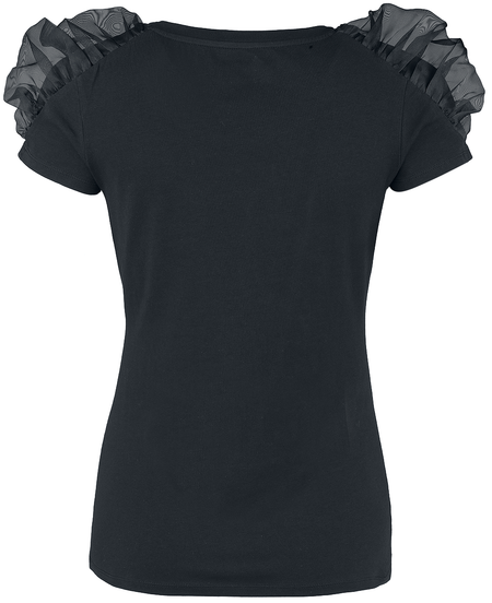 T-Shirt Manches courtes Gothic de Gothicana by EMP - T-shirt plissé avec imprimé mystique - S à M - pour Femme - noir - Gothicana by EMP - View 2