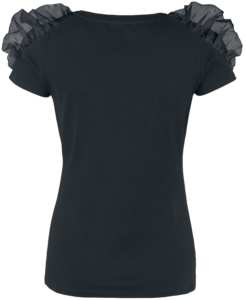 T-Shirt Manches courtes Gothic de Gothicana by EMP - T-shirt plissé avec imprimé mystique - S à M - pour Femme - noir - Gothicana by EMP - View 2