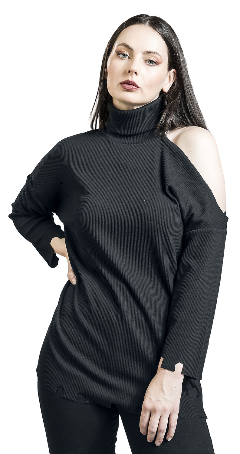 T-shirt manches longues Gothic de Gothicana by EMP - Chemise manches longues effet usé - S à XXL - pour Femme - noir - Gothicana by EMP