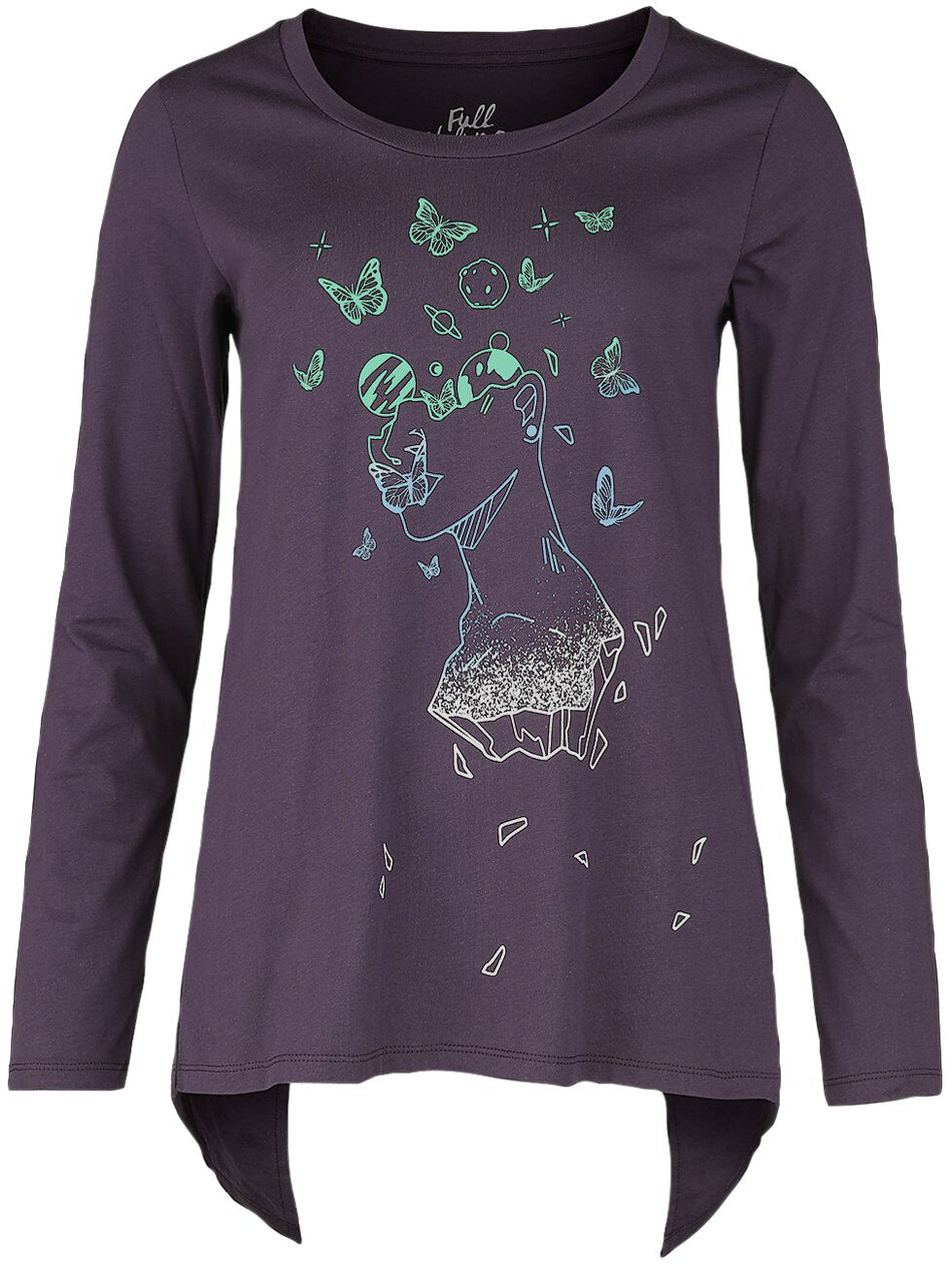 T-shirt manches longues  de Full Volume by EMP - Haut manches longues avec imprimé papillon galaxie - S à L - pour Femme - lilas - Full Volume by EMP