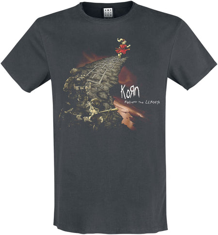 T-Shirt Manches courtes  de Korn - Amplified Collection - Follow The Leader - S à 3XL - pour Homme - anthracite - Korn