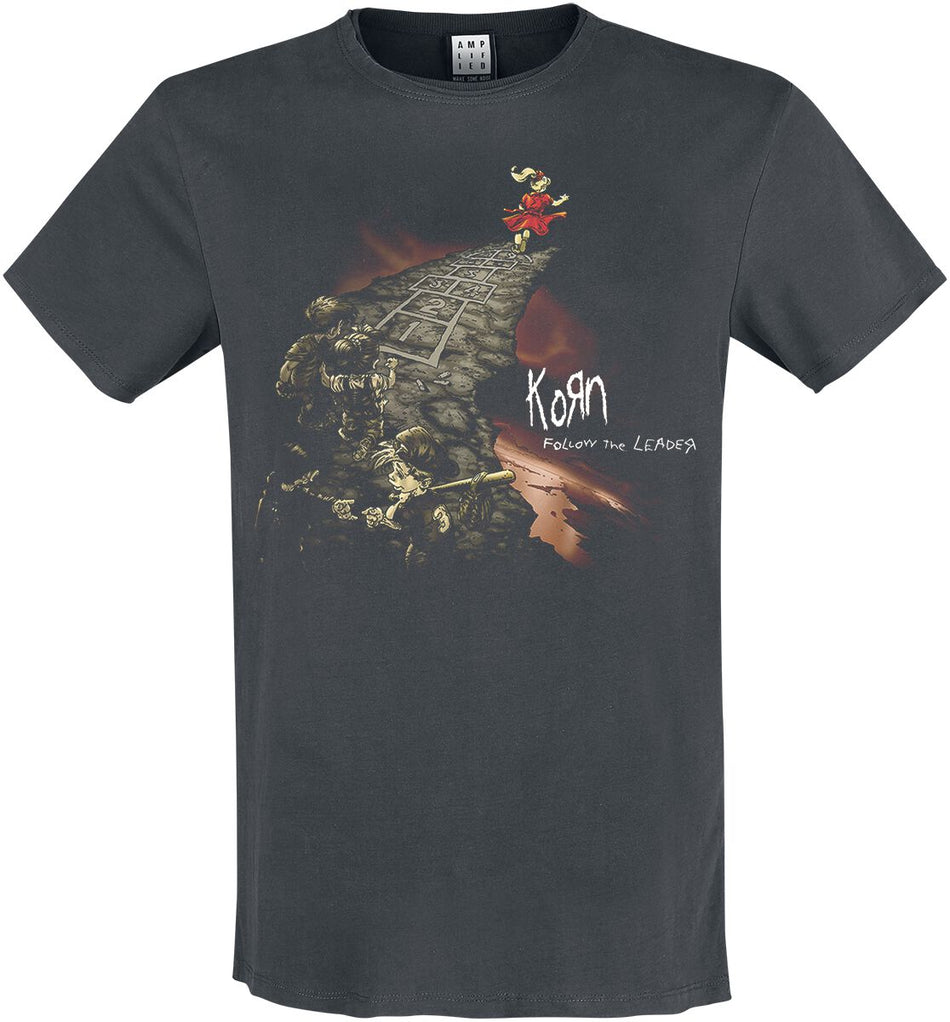 T-Shirt Manches courtes  de Korn - Amplified Collection - Follow The Leader - S à 3XL - pour Homme - anthracite - Korn