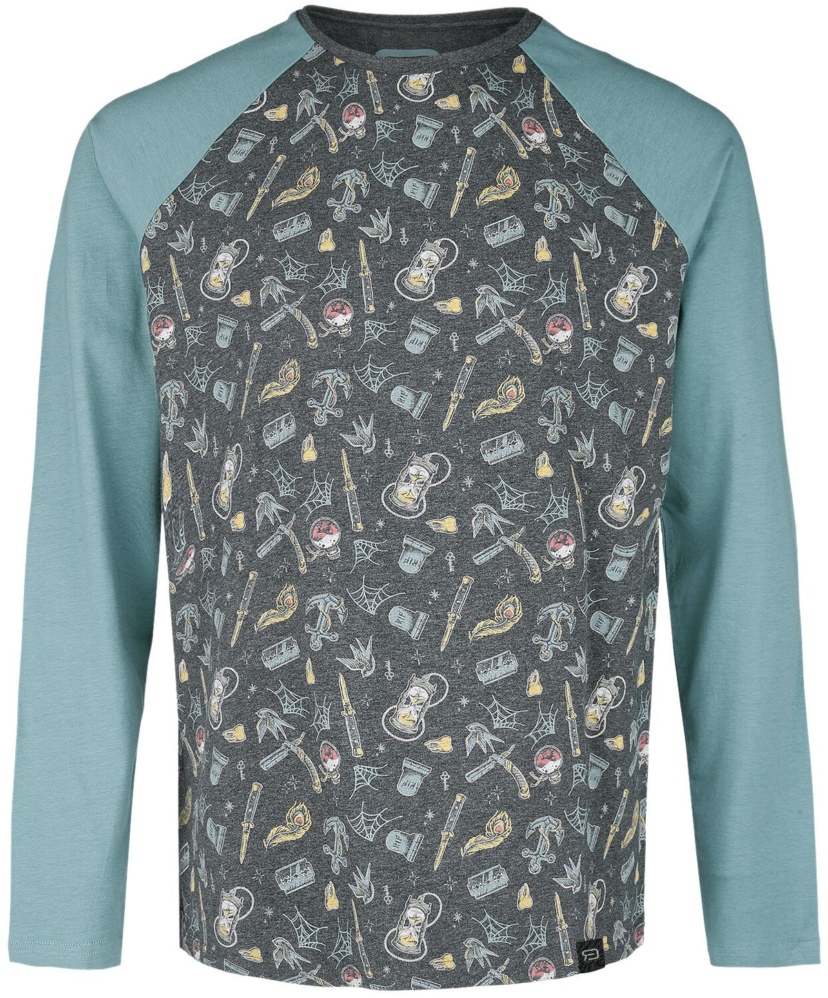 T-shirt manches longues  de RED by EMP - Haut manches longues raglan motifs old-school - S à L - pour Homme - bleu - RED by EMP