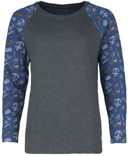 T-shirt manches longues  de RED by EMP - Haut manches longues raglan motifs old-school - S à M - pour Femme - gris - RED by EMP