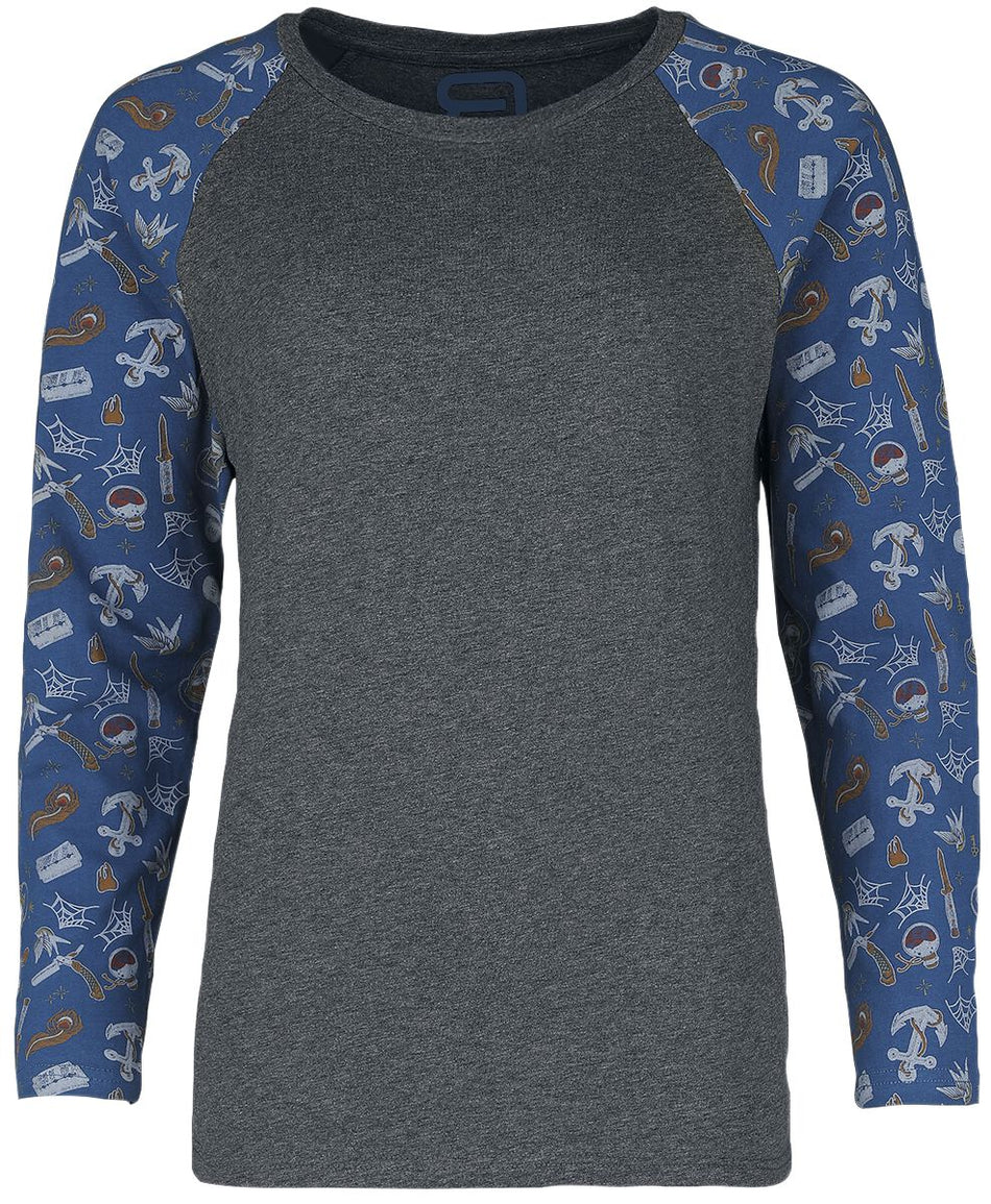 T-shirt manches longues  de RED by EMP - Haut manches longues raglan motifs old-school - S à M - pour Femme - gris - RED by EMP