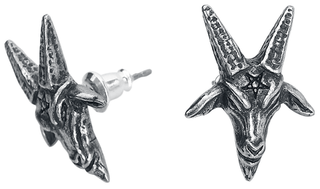 Set de boucles d'oreilles Gothic de Alchemy Gothic - Clous d'Oreille Baphomet - pour Femme - couleur argent - Alchemy Gothic - View 2