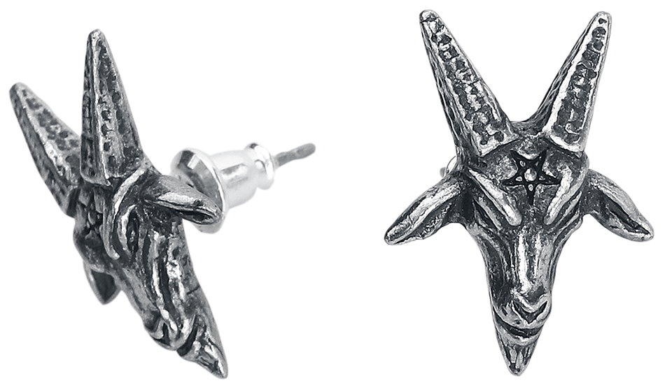 Set de boucles d'oreilles Gothic de Alchemy Gothic - Clous d'Oreille Baphomet - pour Femme - couleur argent - Alchemy Gothic - View 2