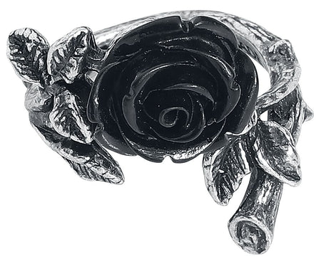 Bague Gothic de Alchemy Gothic - Bague Wild Black Rose - pour Femme - couleur argent - Alchemy Gothic