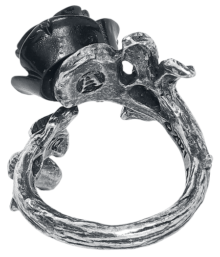 Bague Gothic de Alchemy Gothic - Bague Wild Black Rose - pour Femme - couleur argent - Alchemy Gothic - View 2