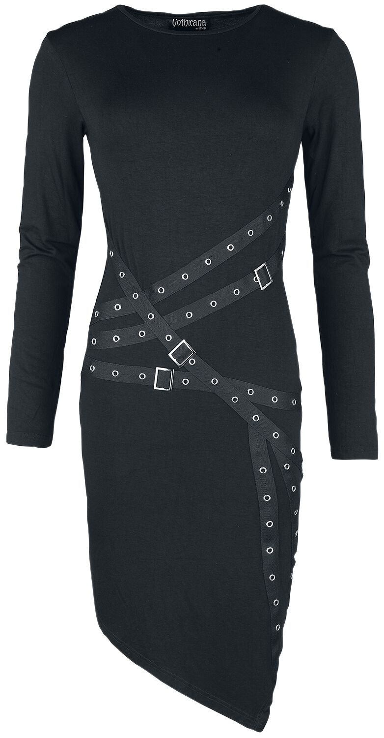 Robe courte Gothic de Gothicana by EMP - Robe avec sangles, œillets & boucles - S à L - pour Femme - noir - Gothicana by EMP
