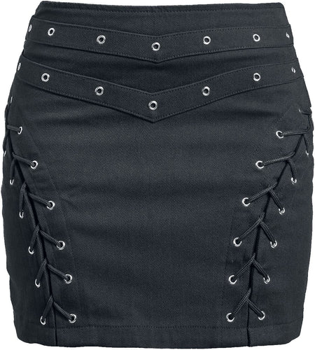 Jupe courte  de Gothicana by EMP - Jupe courte avec laçage - S à M - pour Femme - noir - Gothicana by EMP