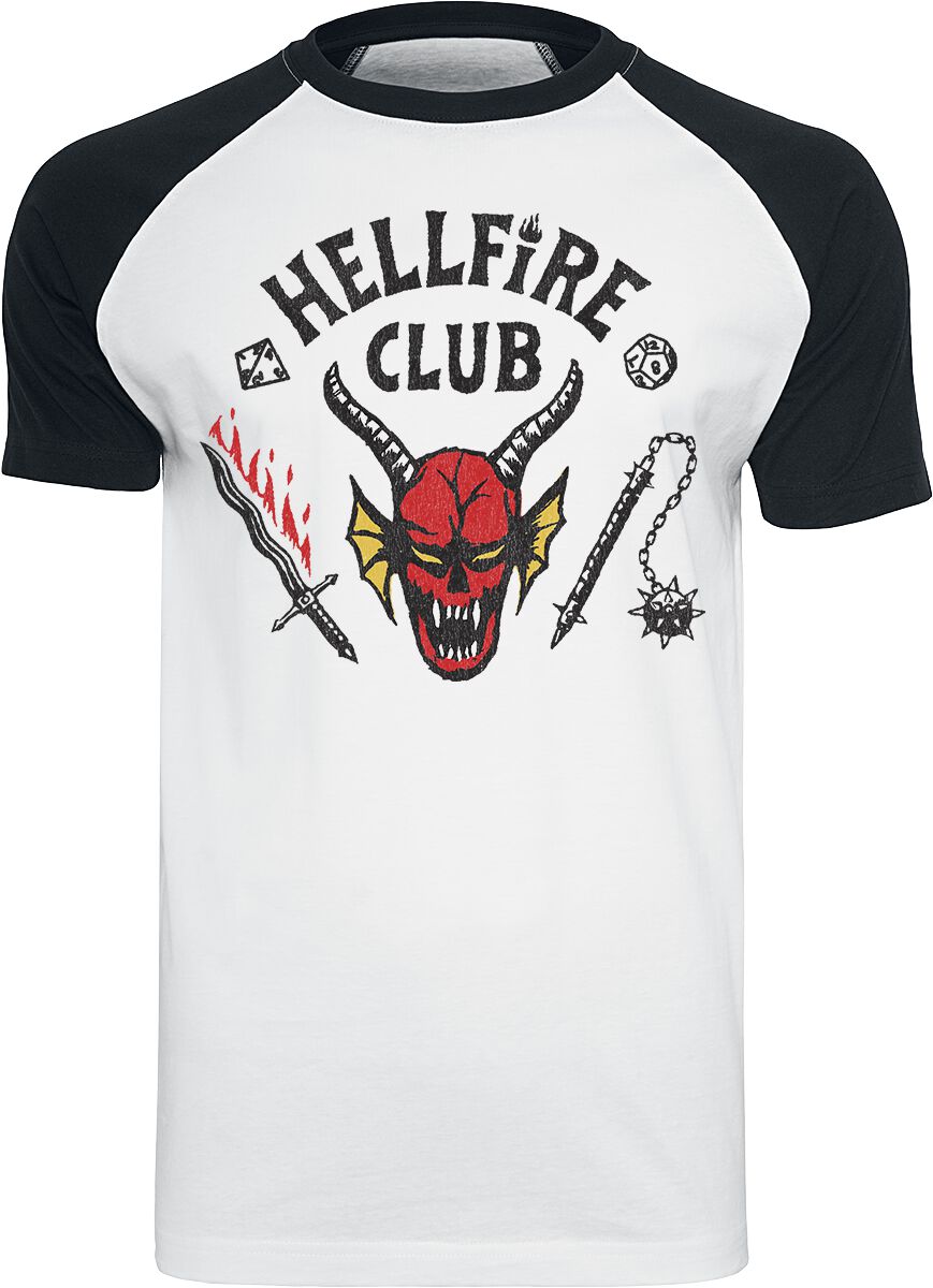 T-Shirt Manches courtes  de Stranger Things - Hellfire Club - S à L - pour Homme - blanc/noir - Stranger Things
