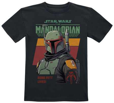 T-shirt Disney de Star Wars - Enfants - The Mandalorian - Boba Fett Lives - 104 à 152 - pour filles & garçonse - noir - Star Wars