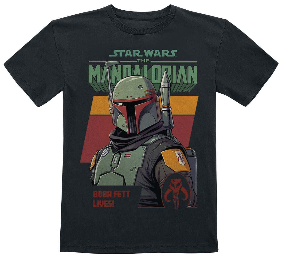 T-shirt Disney de Star Wars - Enfants - The Mandalorian - Boba Fett Lives - 104 à 140 - pour filles & garçonse - noir - Star Wars