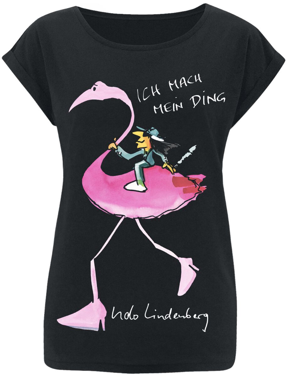 T-Shirt Manches courtes  de Udo Lindenberg - Flamingo Shirt Women schwarz - S à M - pour Femme - noir - Udo Lindenberg