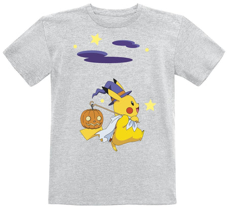 T-shirt Gaming de Pokémon - Enfants - Pikachu - Halloween - 140 à 164 - pour filles & garçonse - gris - Pokémon