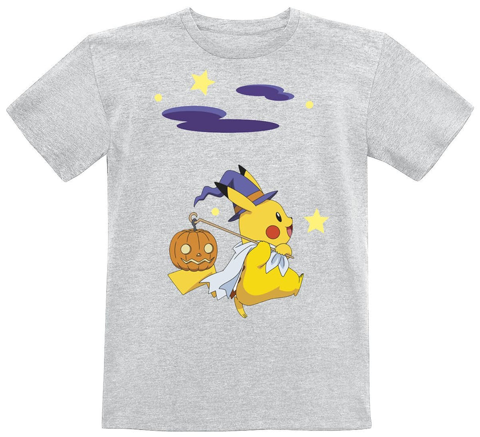 T-shirt Gaming de Pokémon - Enfants - Pikachu - Halloween - 140 à 164 - pour filles & garçonse - gris - Pokémon