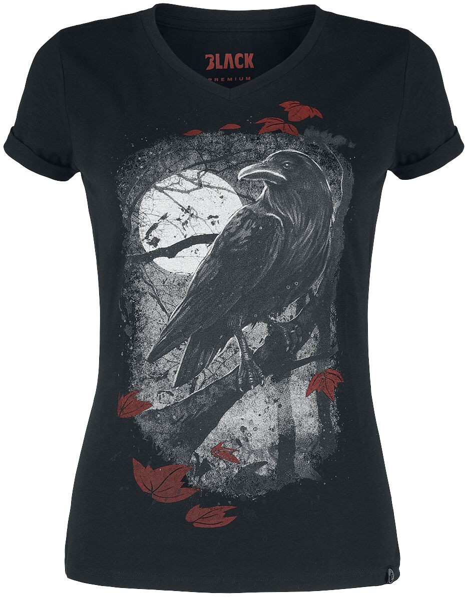 T-Shirt Manches courtes  de Black Premium by EMP - T-Shirt Avec Imprimé Corbeau - XS à 5XL - pour Femme - noir - Black Premium by EMP