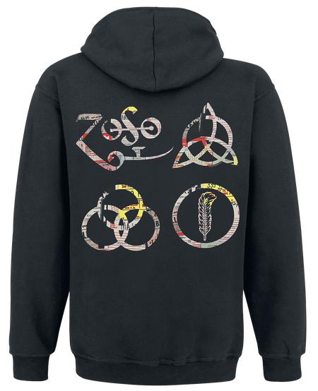 Sweat-shirt à capuche  de Led Zeppelin - IV Symbols - S à XXL - pour Homme - noir - Led Zeppelin - View 2