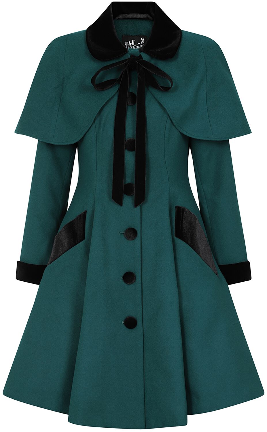 Manteaux Rockabilly de Hell Bunny - Anouk - Manteau - XS à 4XL - pour Femme - vert/noir - hell bunny