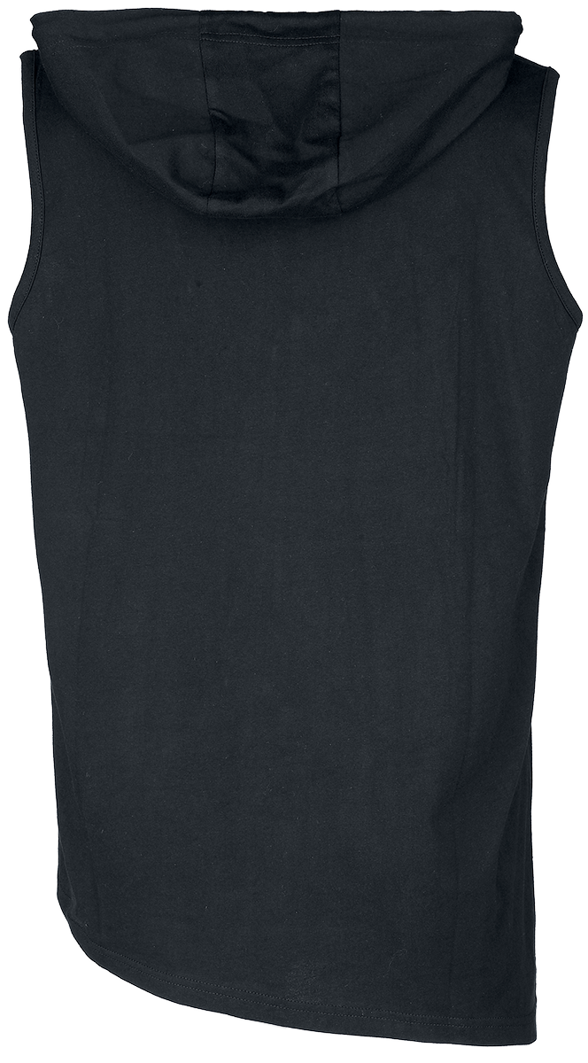 Débardeur Gothic de Black Blood by Gothicana - Haut à capuche avec bord asymétrique & imprimé - XS à M - pour Homme - noir - Black Blood by Gothicana - View 2