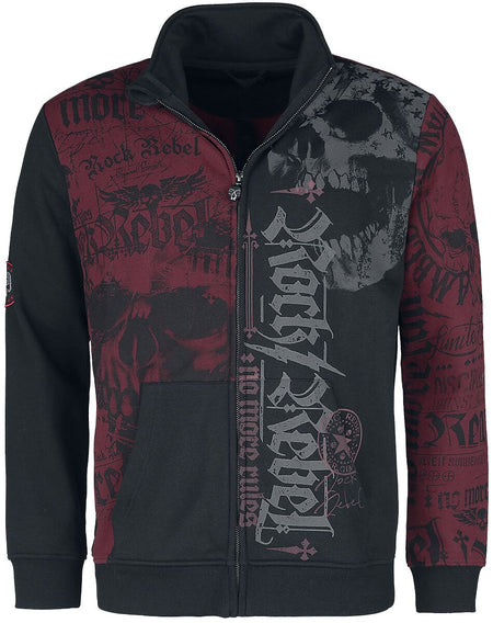 Sweat-shirt  de Rock Rebel by EMP - Veste en Sweat avec Imprimés Rock Rebel - S à XXL - pour Homme - rouge/noir - Rock Rebel by EMP