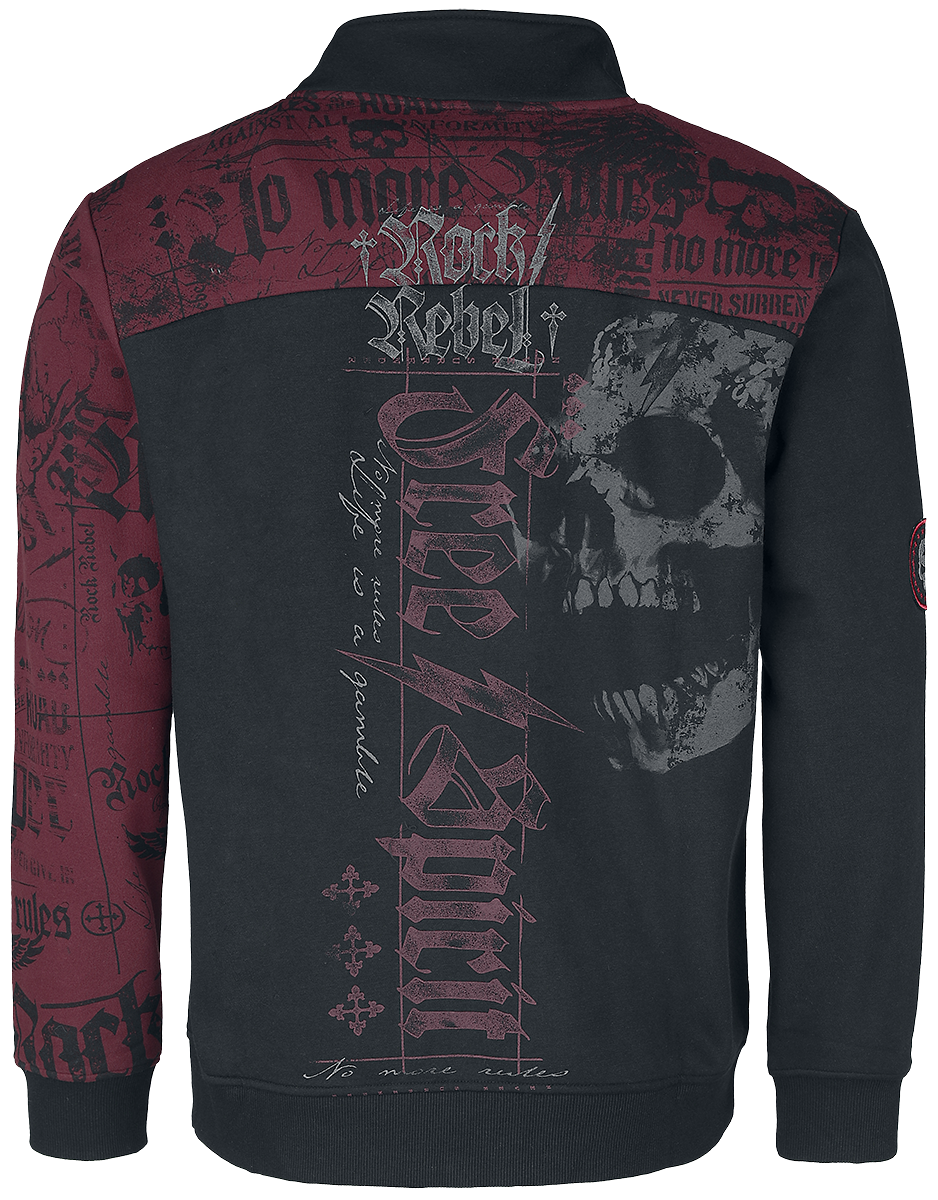 Sweat-shirt  de Rock Rebel by EMP - Veste en Sweat avec Imprimés Rock Rebel - S à XXL - pour Homme - rouge/noir - Rock Rebel by EMP - View 2