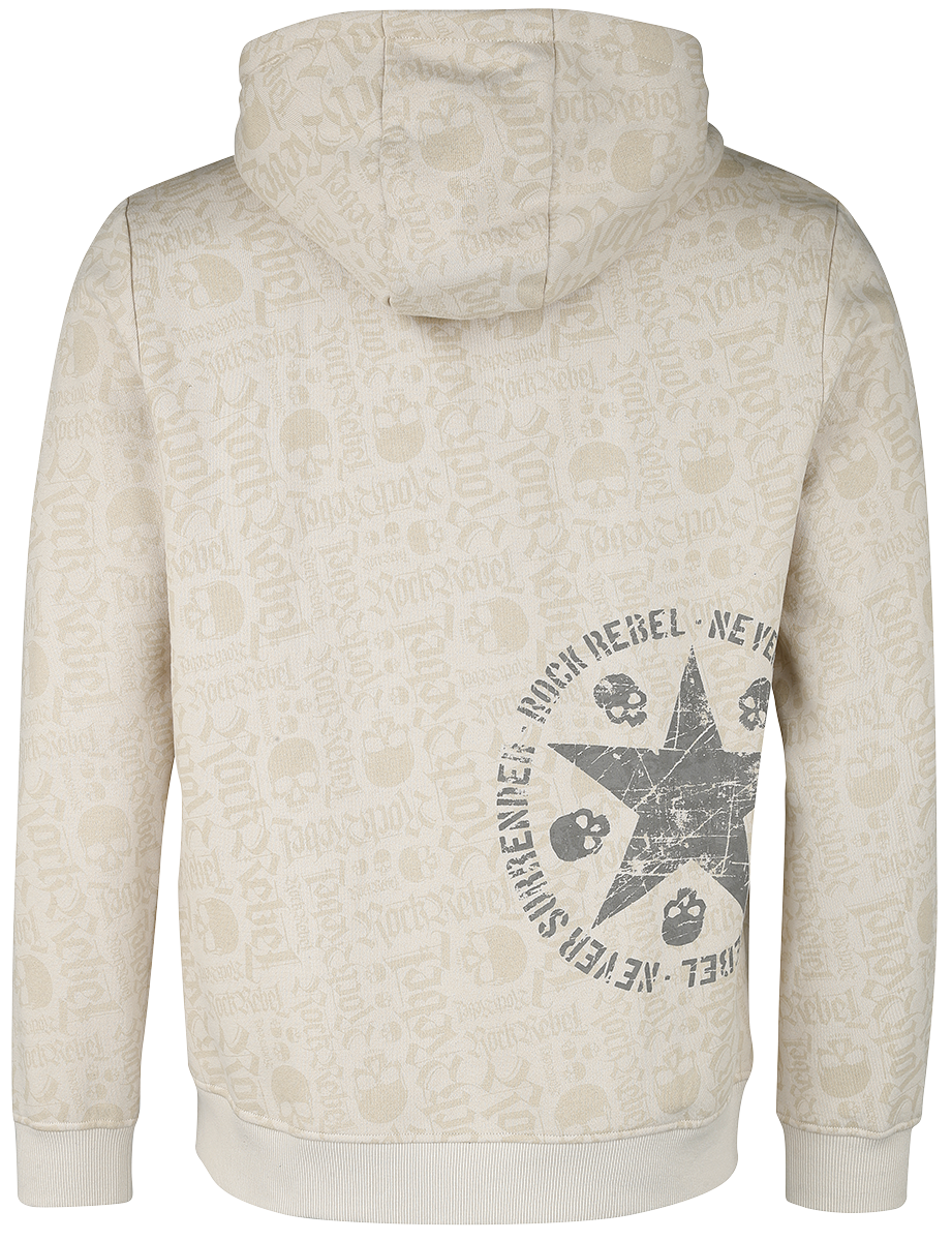 Sweat-shirt zippé à capuche  de Rock Rebel by EMP - Veste À Capuche Beige Imprimée - L - pour Homme - beige - Rock Rebel by EMP - View 2