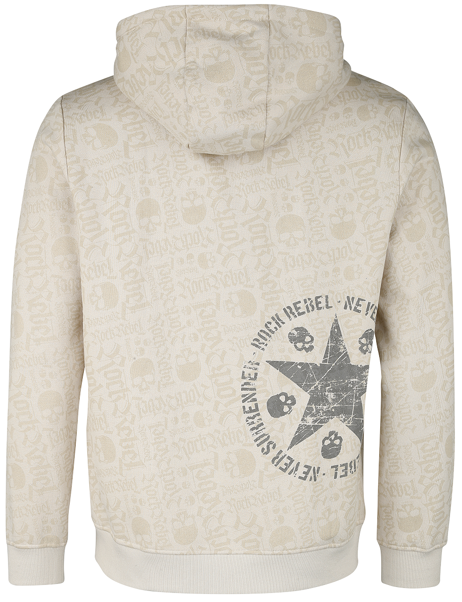 Sweat-shirt zippé à capuche  de Rock Rebel by EMP - Veste À Capuche Beige Imprimée - L - pour Homme - beige - Rock Rebel by EMP - View 2