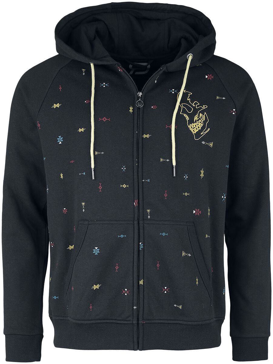 Sweat-shirt zippé à capuche  de RED by EMP - Sweat à capuche avec imprimé Aztèque - M - pour Homme - noir - RED by EMP