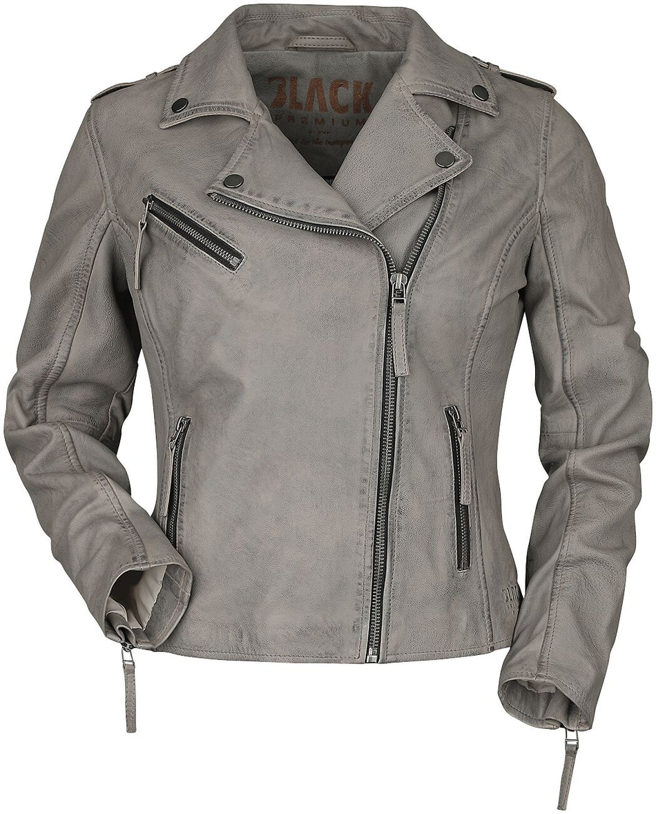 Veste en cuir  de Black Premium by EMP - All Over The Road - M - pour Femme - gris - Black Premium by EMP