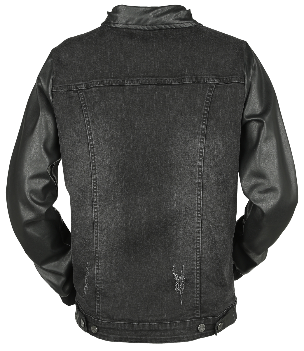 Veste en Jean  de Black Premium by EMP - Jeans Jacket With Faux Leather Details - XS à XXL - pour Femme - noir - Black Premium by EMP - View 2