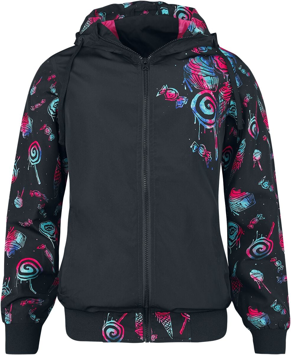Veste mi-saison  de Full Volume by EMP - Veste mi-saison avec imprimé bonbons - XS à S - pour Femme - noir - Full Volume by EMP