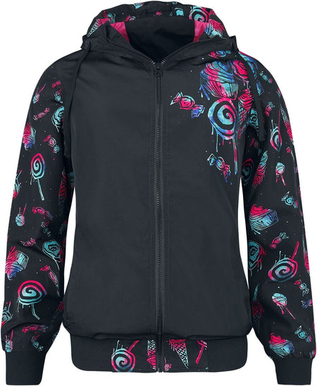 Veste mi-saison  de Full Volume by EMP - Veste mi-saison avec imprimé bonbons - XS à S - pour Femme - noir - Full Volume by EMP
