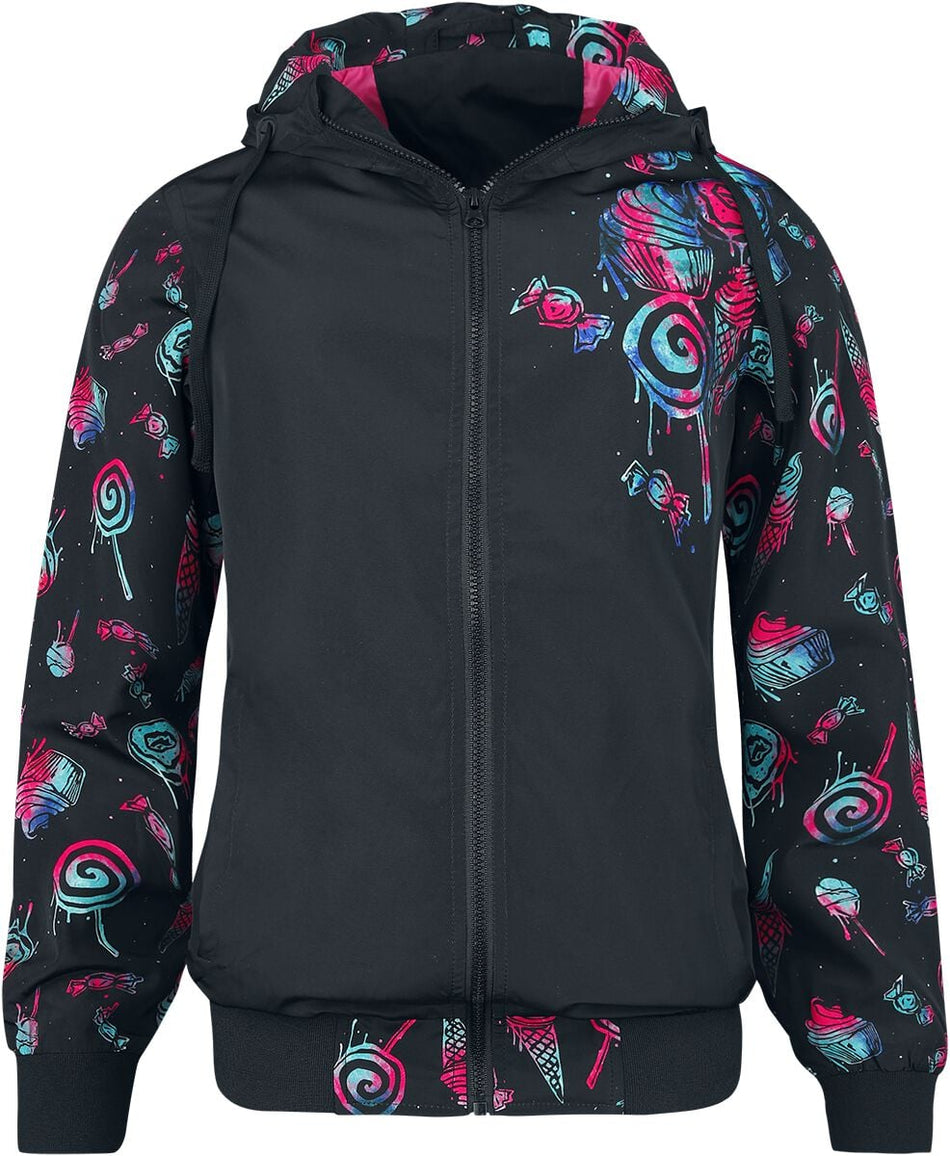 Veste mi-saison  de Full Volume by EMP - Veste mi-saison avec imprimé bonbons - XS à S - pour Femme - noir - Full Volume by EMP