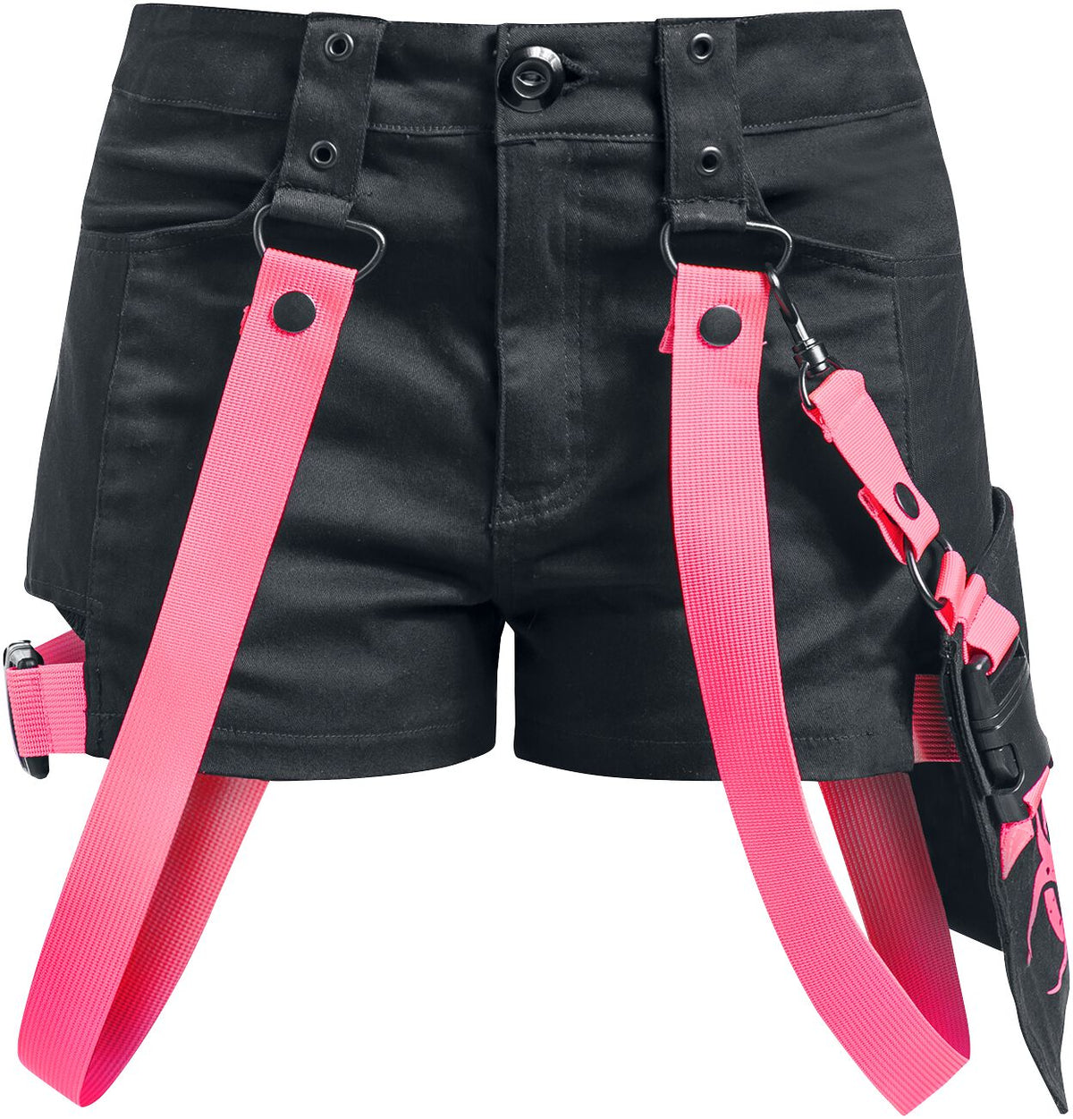 Short  de Poizen Industries - Short Danger Zone - 28 à 36 - pour Femme - noir/rose - Poizen Industries