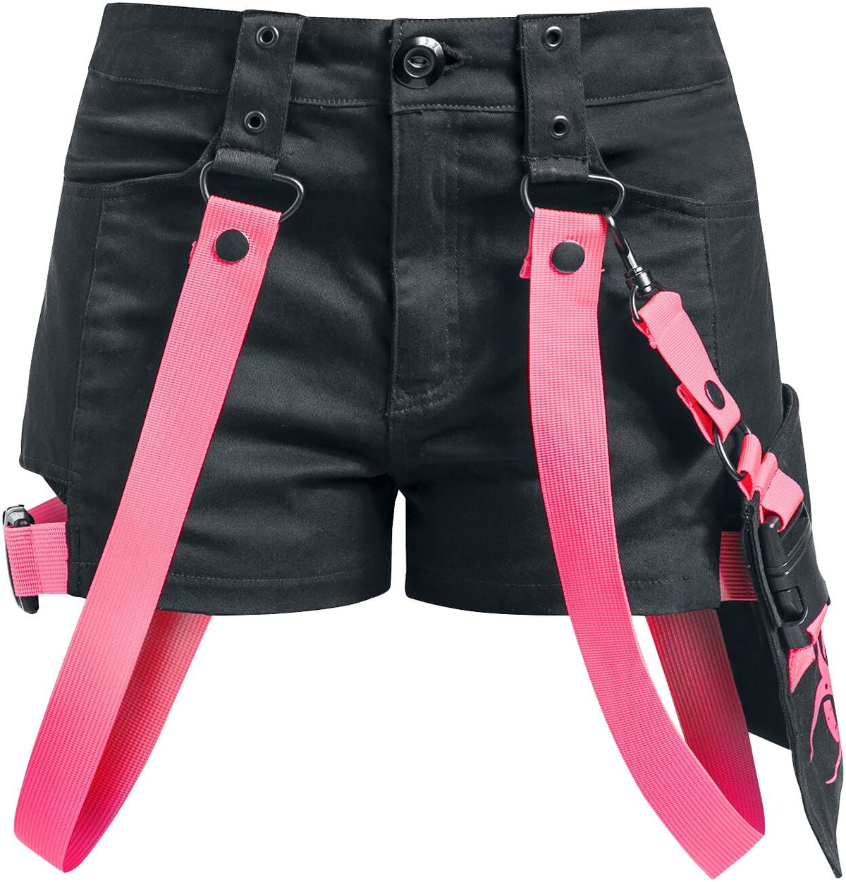 Short  de Poizen Industries - Short Danger Zone - 28 à 32 - pour Femme - noir/rose - Poizen Industries