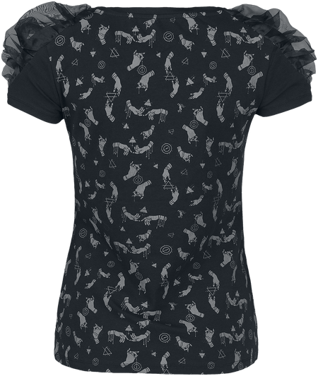 T-Shirt Manches courtes Gothic de Gothicana by EMP - T-shirt plissé avec imprimé intégral - S à L - pour Femme - noir - Gothicana by EMP - View 2