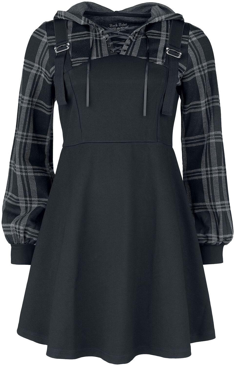 Robe courte  de Rock Rebel by EMP - Robe Effet Plusieurs Épaisseurs Avec Sweat à Carreaux - S à XXL - pour Femme - noir - Rock Rebel by EMP