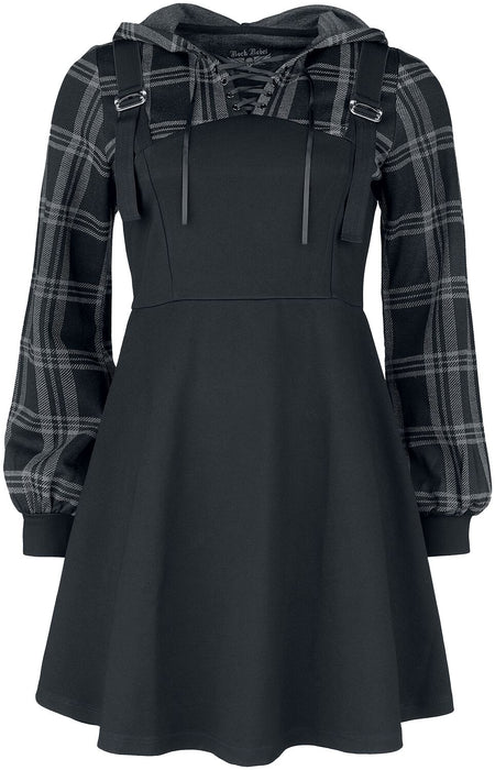 Robe courte  de Rock Rebel by EMP - Robe Effet Plusieurs Épaisseurs Avec Sweat à Carreaux - S à XXL - pour Femme - noir - Rock Rebel by EMP