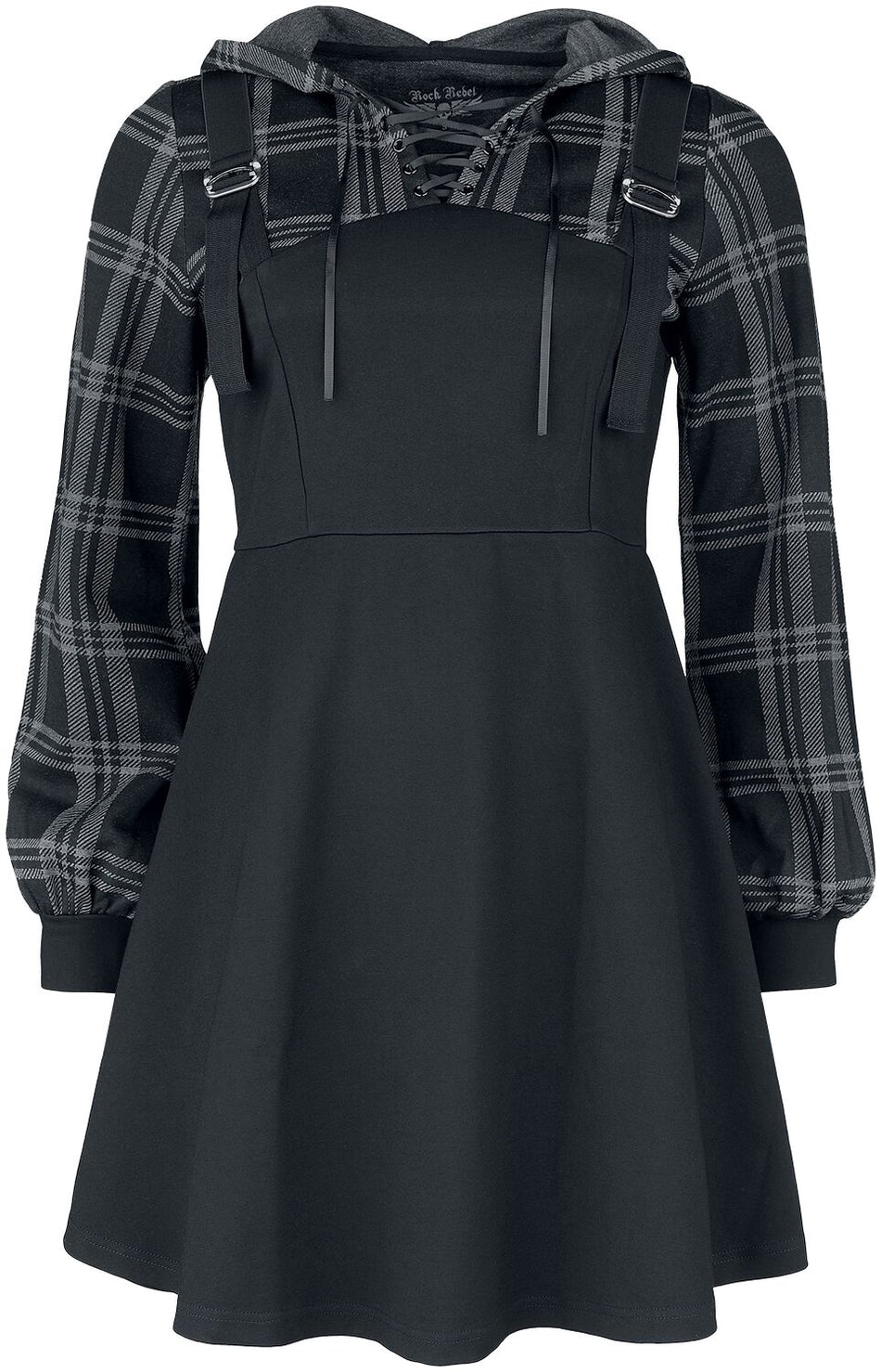 Robe courte  de Rock Rebel by EMP - Robe Effet Plusieurs Épaisseurs Avec Sweat à Carreaux - S à XXL - pour Femme - noir - Rock Rebel by EMP