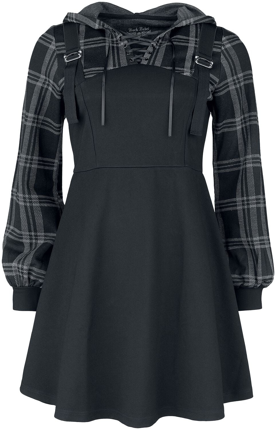 Robe courte  de Rock Rebel by EMP - Robe Effet Plusieurs Épaisseurs Avec Sweat à Carreaux - S à XXL - pour Femme - noir - Rock Rebel by EMP