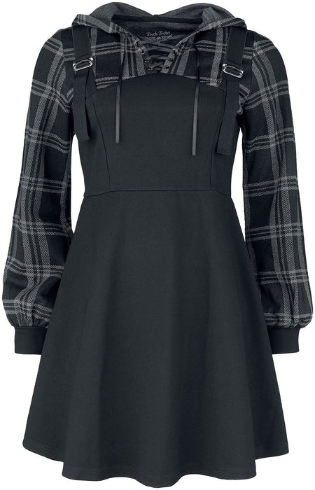 Robe courte  de Rock Rebel by EMP - Robe Effet Plusieurs Épaisseurs Avec Sweat à Carreaux - S à XXL - pour Femme - noir - Rock Rebel by EMP
