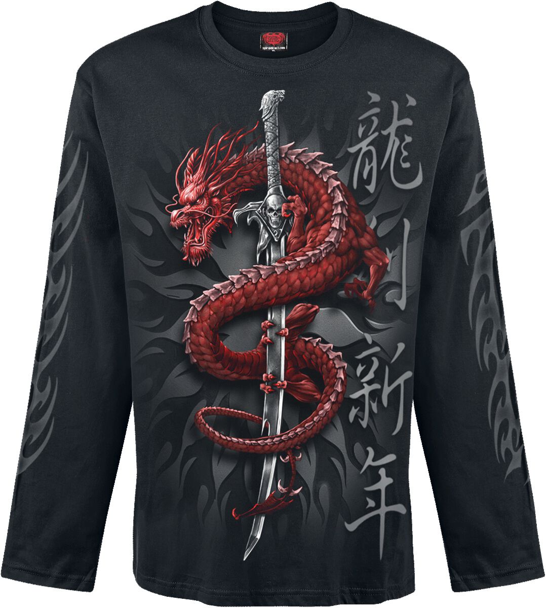 T-shirt manches longues  de Spiral - Oriental Dragon - Haut Manches Longues - M à XXL - pour Homme - noir - Spiral