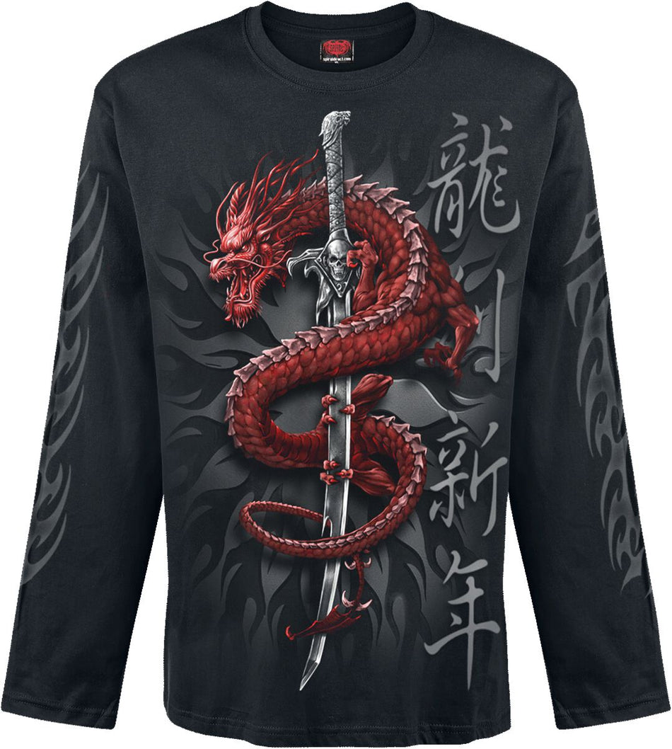 T-shirt manches longues  de Spiral - Oriental Dragon - Haut Manches Longues - M à XXL - pour Homme - noir - Spiral