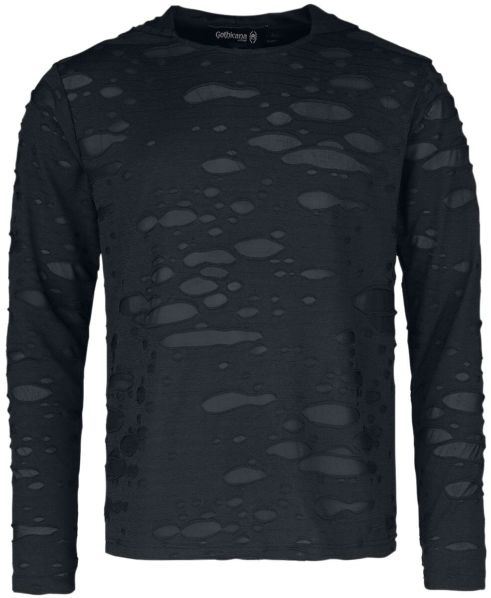 T-shirt manches longues Gothic de Gothicana by EMP - Haut manches longues avec mesh double épaisseur - S à 5XL - pour Homme - noir - Gothicana by EMP