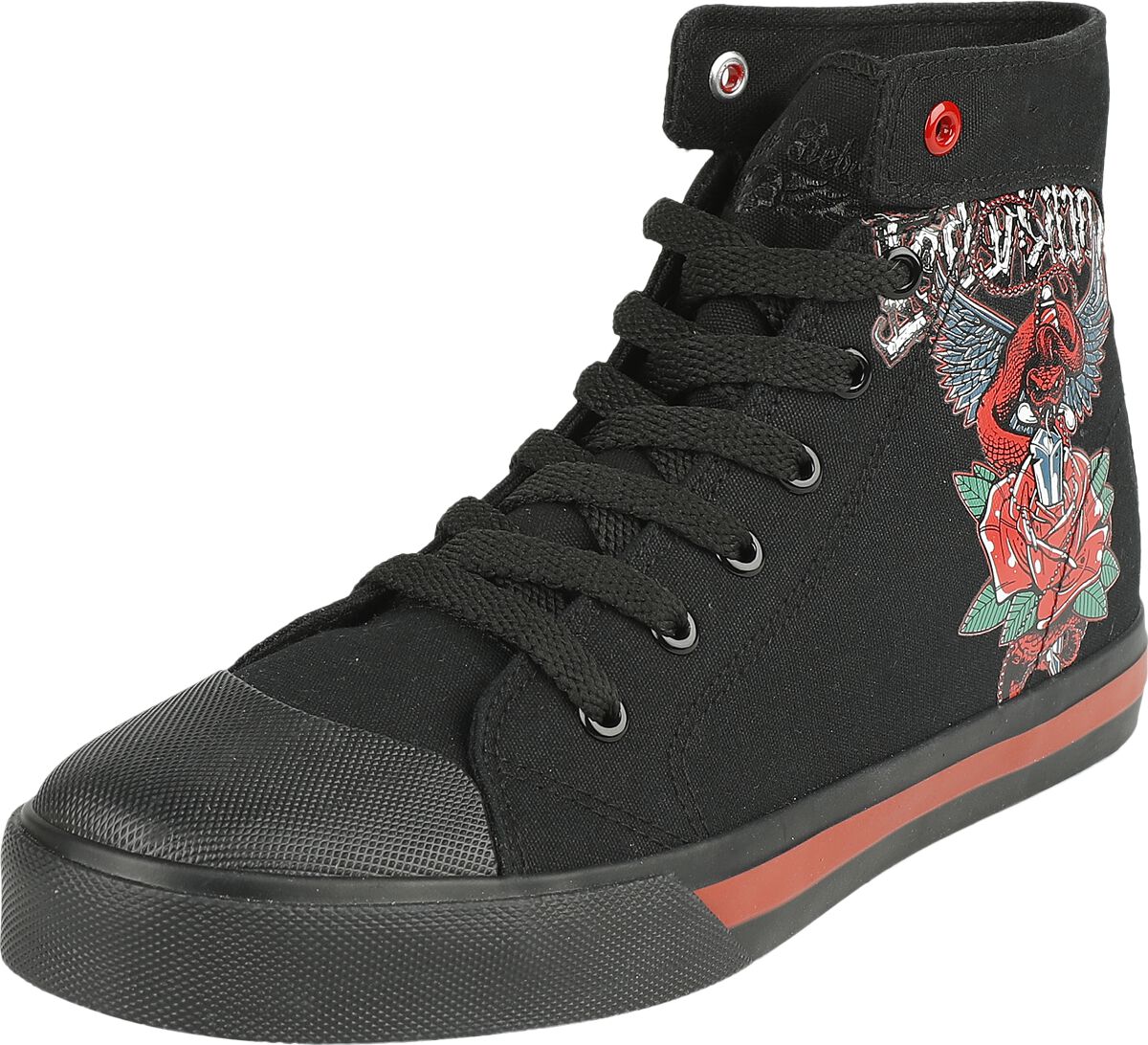 Baskets hautes  de Rock Rebel by EMP - Baskets Imprimé Old School - EU37 à EU38 - pour Femme - noir - Rock Rebel by EMP